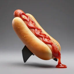 Rick Owens anthropomorphic hotdog rocket squirting ketchup, unreal engine 5, octane render