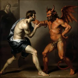 man meeting the devil by Caravaggio