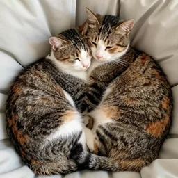 two cats cuddling each other