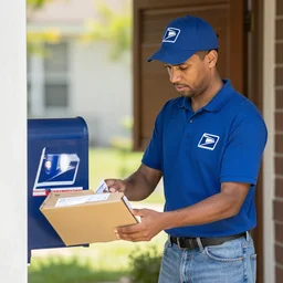 us postal worker delivering mail