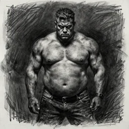 a charcoal drawing of gigachad