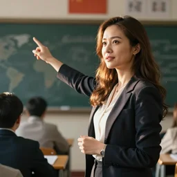 a teacher in a classroom pointing at the best country in the world