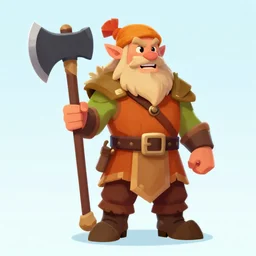 a dwarf barbarian with a big axe, vivid colours, artstation