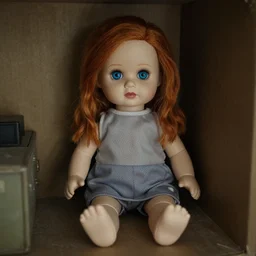 weird emma stone lifelike toy doll that i keep in my basement, creepy photo