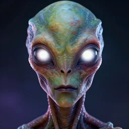 portrait of a space alien, varying detailed skin, octane render, eyes containing a piercing white bright white lights, realistic render, detailed, ugly, slimy unreal engine, symmetrical face, greg rutkowski and ruan jia, cinematic, colorful