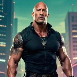 epic portrait of cyberpunk dwayne johnson