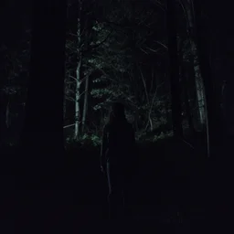 film still, nocturnal forest, horror scene, pitch black