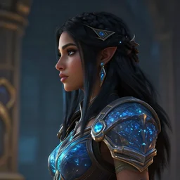 masterpiece side profile concept art, maya ali, hearthstone, highly detailed, luminescent, by ilya kuvshinov, magali villeneuve, jeremy lipkin, michael garmash, rob rey, artgerm