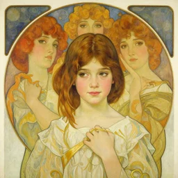 realistic detailed painting of a 1 6 - year old girl who resembles millie bobby brown and natalie portman with a shy, blushing, coy expression by alphonse mucha, ayami kojima amano, charlie bowater, karol bak, greg hildebrandt