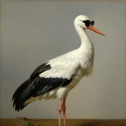 stork with sunglasses, old dutch oil painting by rembrandt
