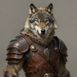 a detailed portrait of a wolf druid dressed with a leather armor, by victo ngai and greg rutkowski, digital art, realistic painting, very detailed, fantasy, dnd, trending on artstation