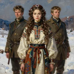 portrait of russian japanese model girl jodhpurs hyperborea winter traveler treasure hunter greg manchess painting by sargent and leyendecker, fantasy, medium shot, asymmetrical, intricate, elegant, matte painting, illustration, hearthstone, by rhads, by greg rutkowski, by greg tocchini, by james gilleard, by joe fenton