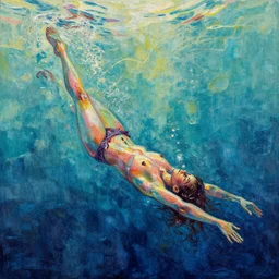 highly detailed abstract art about drowning slowly