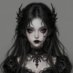 detailed portrait of a cute undead goth girl, beautiful, fantasy, intricate, elegant, highly detailed, digital painting, artstation, concept art, matte, sharp focus, illustration, art by aenaluck, artgerm and roberto ferri and greg rutkowski, epic fantasy, digital painting