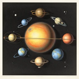 color lithograph the solar system by adolphe millot, highly detailed