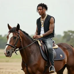 wizkid riding a horse.