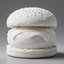 a completely white hamburger, product photography, studio photography, good lighting, 4k, high quality