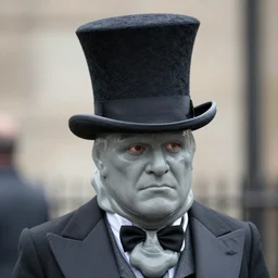 grey slime wearing a tall tophat