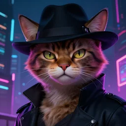 portrait of furry detecive in the neon noir cyberpunk city furry anthropomorphic cat in black hat, epic portrait illustration, darek zabrocki, noah bradley, artstation, photorealistic close - up portrait, detailed illustration portrait, incredible details, disney stylized furry, dark cyberpunk illustration