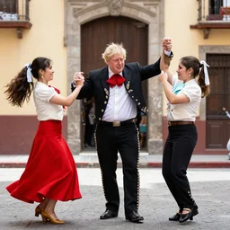 Boris Johnson and Mexican mariachi dancing together