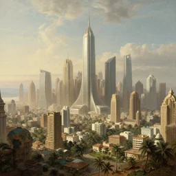 The futuristic city of Mumbai in 2050, by Canaletto, trending on ArtStation, masterpiece