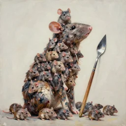 palette knife oil painting of a human figure comprised entirely of hundreds of rats. sewer. extreme detail. artstation trending, artgerm, deviant art, octane, substance, art history 8 k