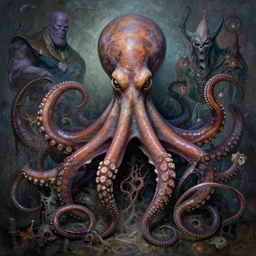 the platonic ideal of octopus of cletus kasady ultimate carnage thanos dementor doctor manhattan chtulu nazgul, detailed, intricate, hyperrealism, intense, scary, decay, dmt, art by brock hofer and artgerm and greg rutkowski and alphonse mucha