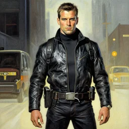 Quaid from Total Recall painted by Norman Rockwell