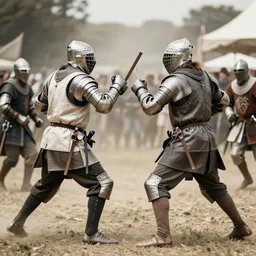a very old photo of duel in medieval times, mosh pit