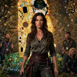 photo of kate beckinsale as dnd thief on fantasy marketplace, art style by klimt and nixeu and ian sprigger and wlop and krenz cushart