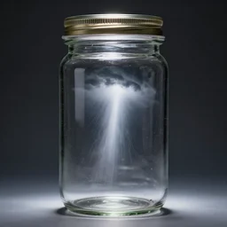 A photo of a light storm inside a jar, studio photo, highly detailed,studio lighting