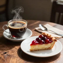 black coffee and cherry pie in twin peaks cafe, artstation style, artstation form