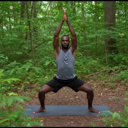 lebron james doing yoga in the forest, cnn news footage taken from above.