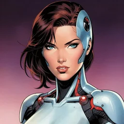 portrait of a female android, by DC comics and Sandra Chevrier
