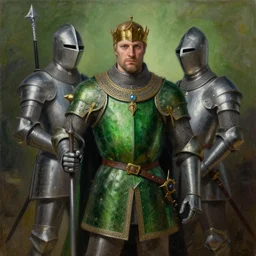 sir gawain and the green knight. a 2 4. art germ. high detail. ultrarealism. oil on canvas