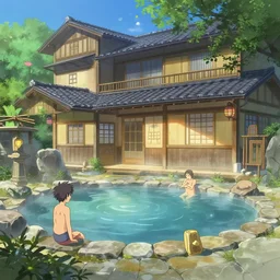 a japanese hot spring inn, key visual, a digital painting by makoto shinkai and james gurney, trending on artstation, highly detailed