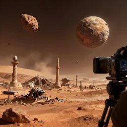 a civilization on mars being destroyed by an meteor, Camera footage, cinematic lighting, cinematic, 4D, 4k, 8k