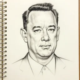 linework drawing of tom hanks, by michelangelo