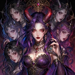 the portrait of chaotic evil fallen sensual colorful female necromancer overlord as absurdly beautiful, gorgeous, elegant, young idol, an ultrafine hyperdetailed illustration by kim jung gi, irakli nadar, sakimichan, detailed faces, intricate linework, octopath traveler, final fantasy, unreal engine 5 highly rendered, global illumination, radiant light, detailed and intricate