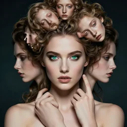 epic masterpiece portrait of warrior played by sasha luss, followed by head with many souls, beautiful face and flawless skin, perfect hands, emeralds by Edgar Maxence and Ross Tran and Michael Whelan