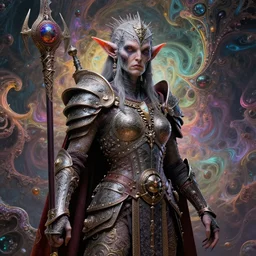 ai created art realistic fine detail fractal colorful cinematic ultra detailed sharp focus super beautiful bizarre amazing elf warrior h. r. giger