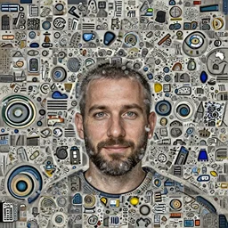 a man with a tiny beard, grey eyes, short hair, small smile, hyper realistic, mega details,