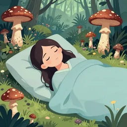 sleep paralysis while on mushrooms, mushroomcore, naturecore, high quality art, digital art