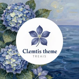 a beautiful painting of hydrangea, clematis theme logo, clematis theme banner, clematis design, clematis in the deep sea, clematis like stars in the sky, hydrangea, trending on artstation, warm light, lovely and cute, fantasy art, 8 k resolution, highly detailed