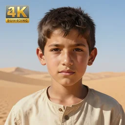 a detailed portrait of a boy in the desert, art illustration, incredibly highly detailed and realistic, 8 k, sharp focus