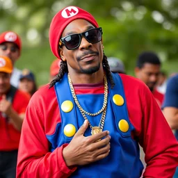 snoop dogg with super mario costume, photography