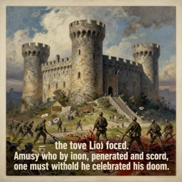 ( as the towers got taken and the castle is fled, a fallen solder rises to ambush those who claimed the rushed victory. the blood enriched by iron, penetrated and scorched, one must withhold he celebrated his doom. ), highly conceptual figurative art, intricate detailed oil illustration, controversial postmodern poster art