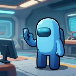 a among us crewmate doing a task in a spaceship game
