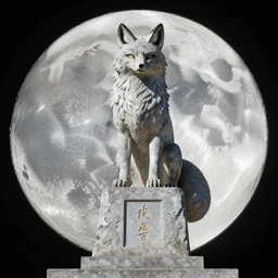 male fox demon monument stands on the moon, n 9