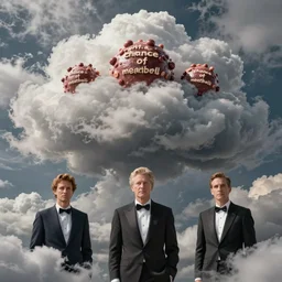 cloudy with a chance of meatballs, alexander mcqueen, john collier, greg rutkowski and craig mullins. trending on artsation, octane render